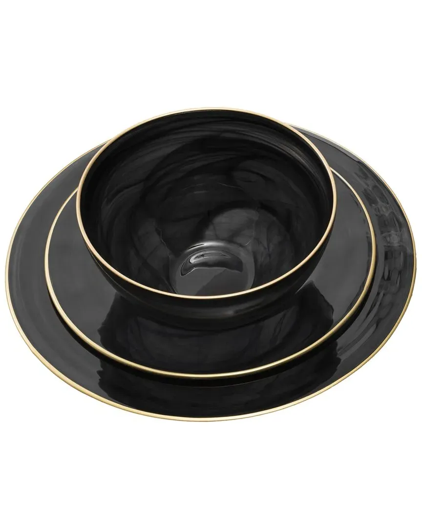 Alabaster 12-Piece Dinnerware Set - Black image