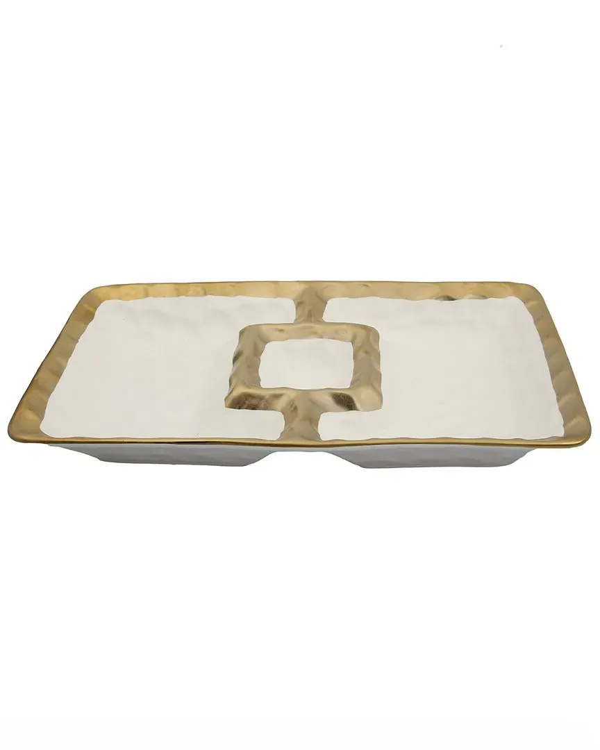 Alice Pazkus 12in Chip And Dip Bowl - White, Porcelain image