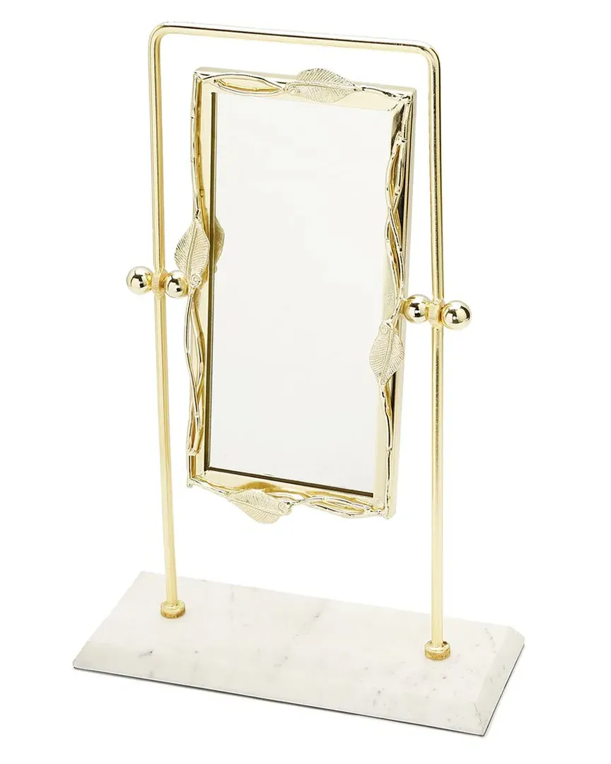 Alice Pazkus Rectangular Table Mirror with Marble Base - Gold image