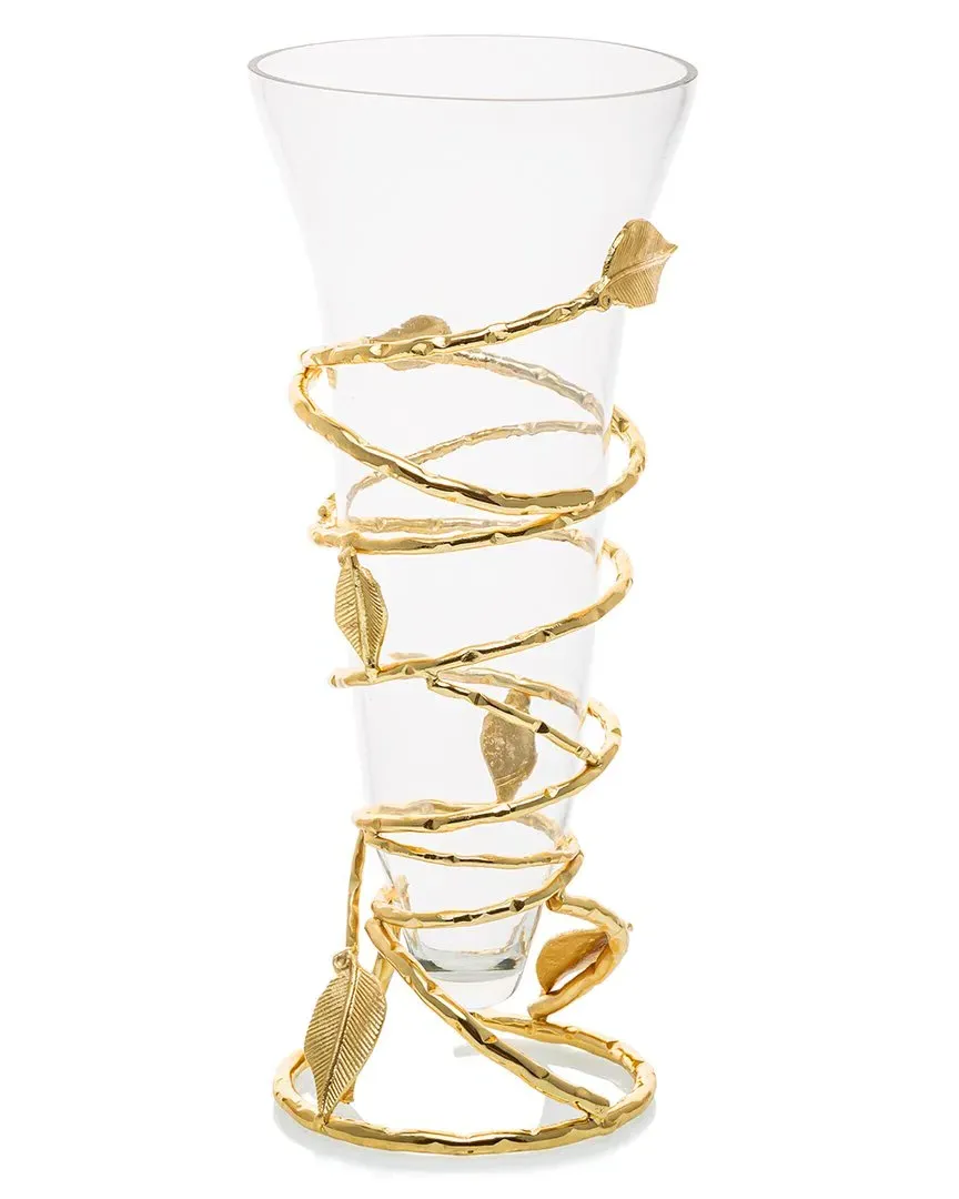 Clear Glass Vase with Removable Gold Base - Gold, Glass