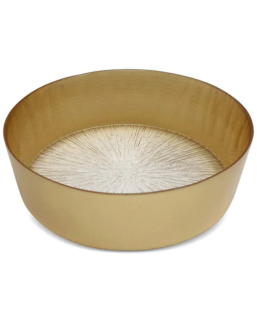 Crystal Glass Salad Bowl - Clear, Gold image