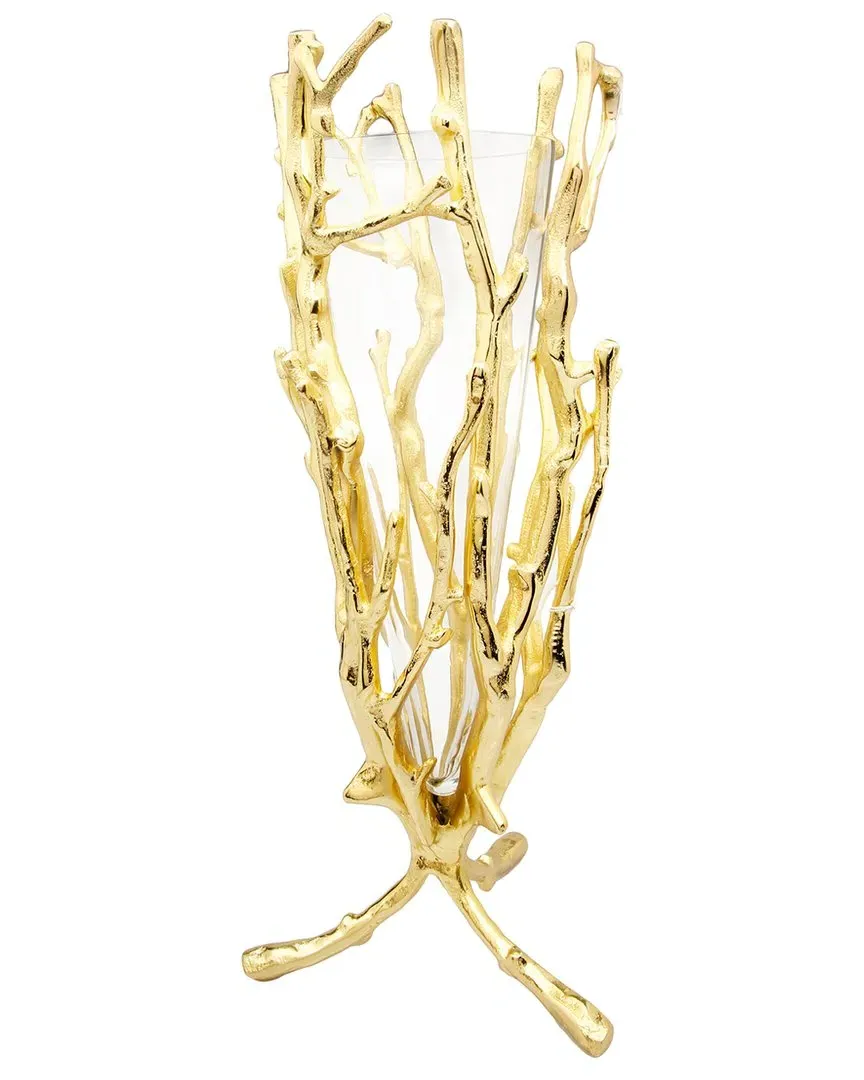 Floral Vase with Removable Glass Insert - Gold, Steel