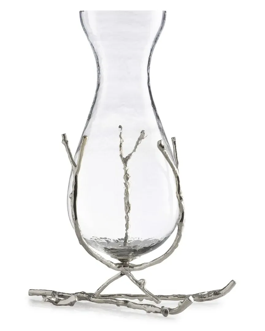 Glass Vase with Silver Twig Base - Silver image