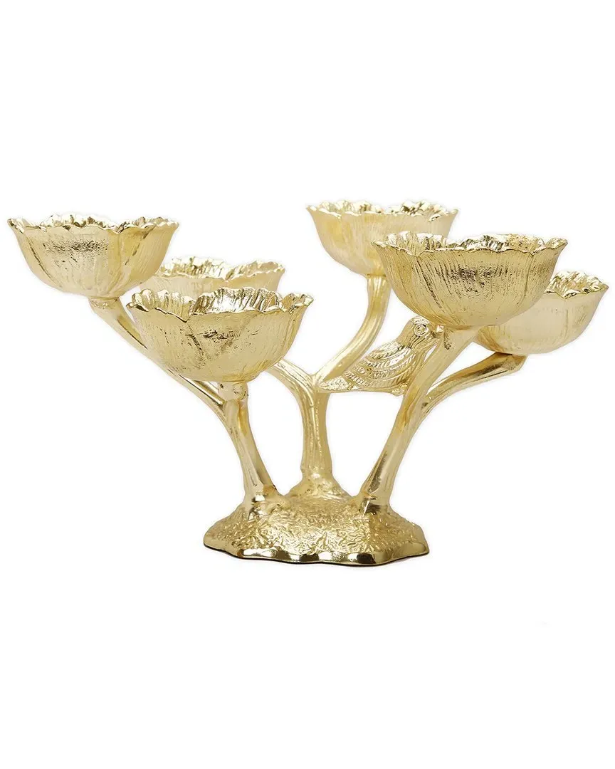 Gold Leaf 6-Compartment Relish Dish - Gold