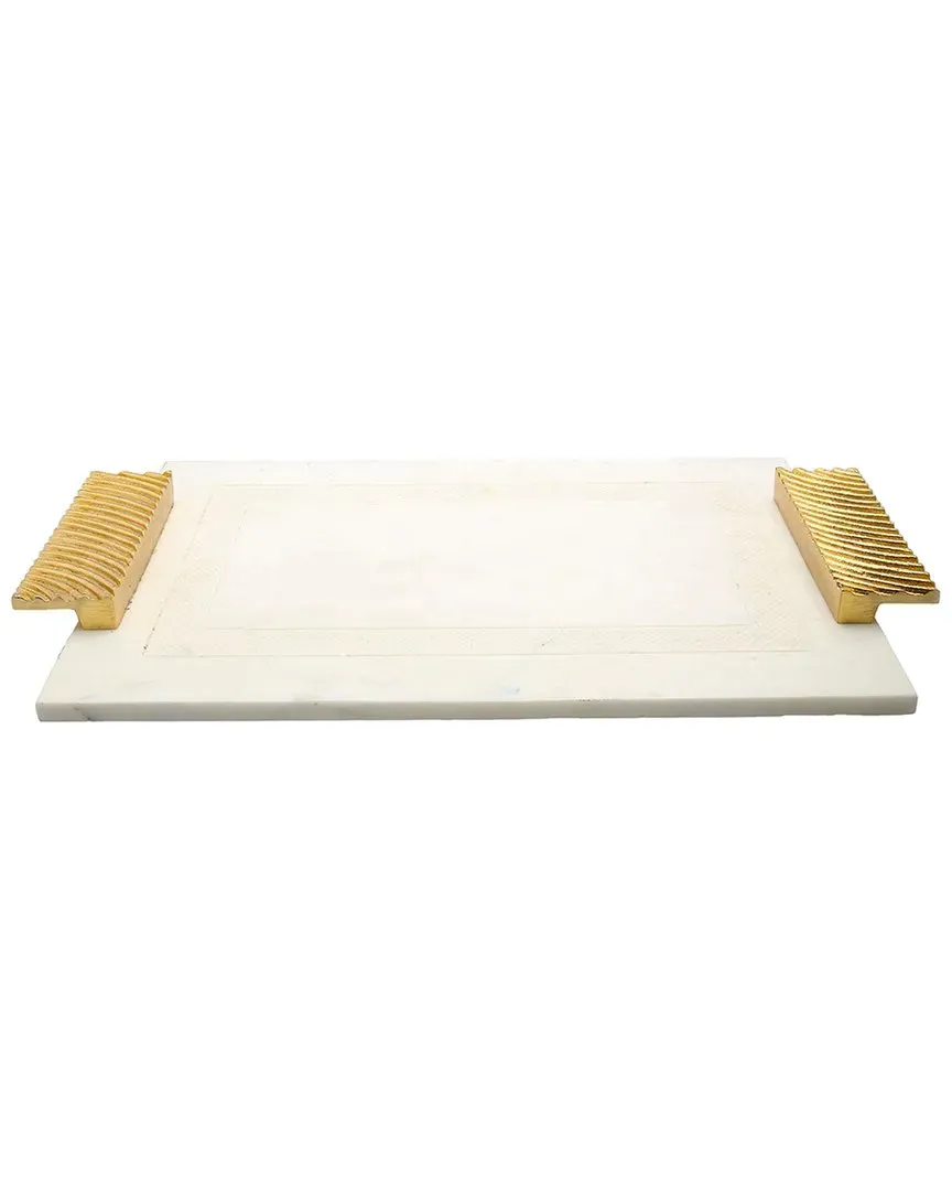 Marble Tray with Embossed Handles - Gold image