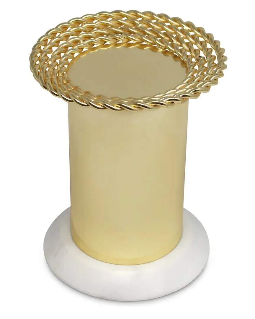 Pillar Candle Holder on Marble Base - Gold image
