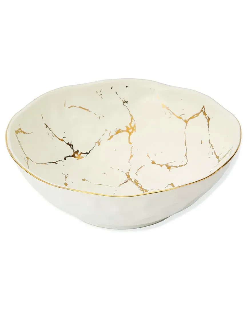 Porcelain Bowl with Gold Design - White image