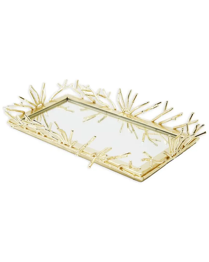 Rectangular Decorative Mirror Tray - Gold
