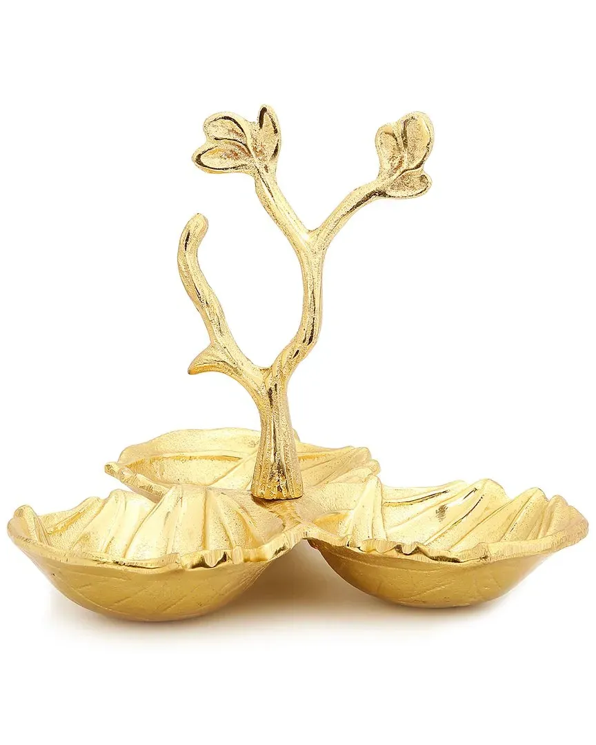 Round 3 Sectional Relish Dish - Gold Leaf image
