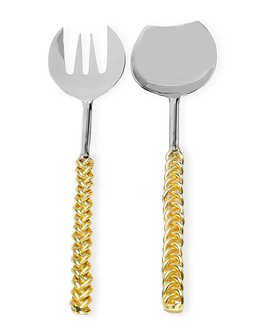 Salad Servers with Twisted Handles Set of 2 - Gold