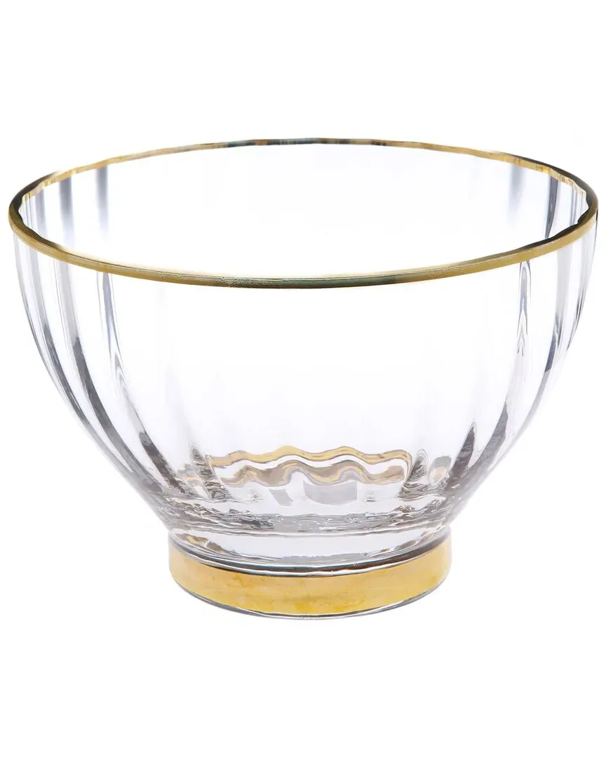 Set of 4 Line Textured Dessert Bowls - Gold, Glass image
