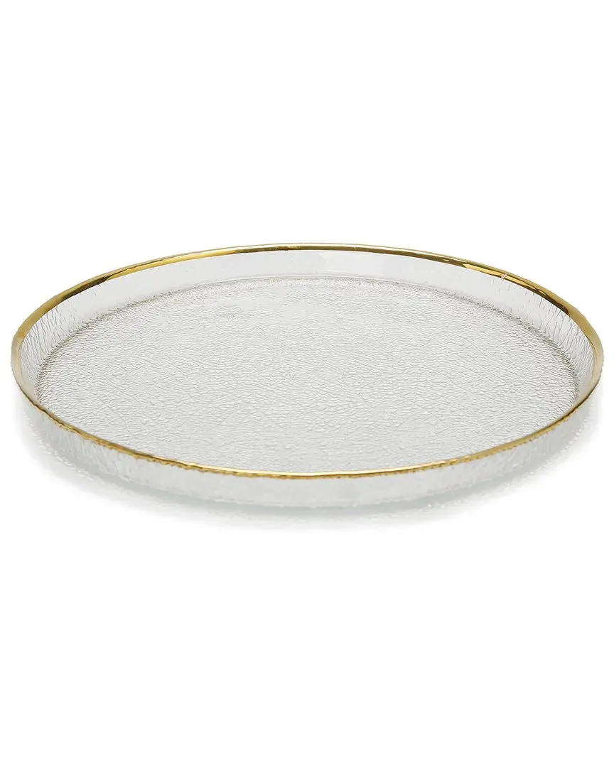 Set of 4 Pebbled Glass Dinner Plates - Gold