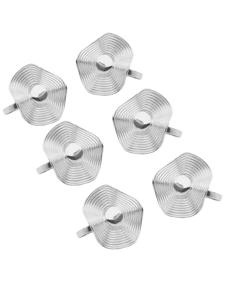 Set of 6 Button Napkin Rings - Silver, Stainless Steel image