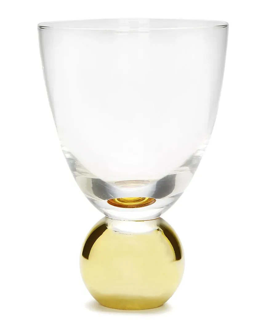 Set of 6 Small Wine Glasses on Ball Pedestal - Gold image