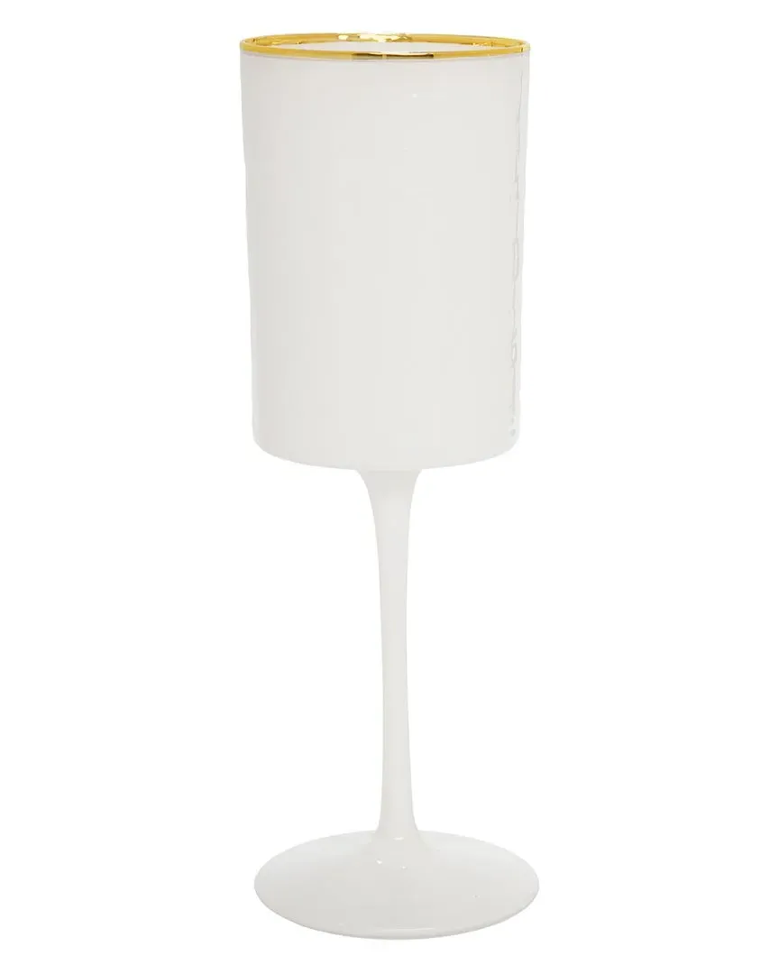 Set of 6 Square Wine Glasses - White, Glass