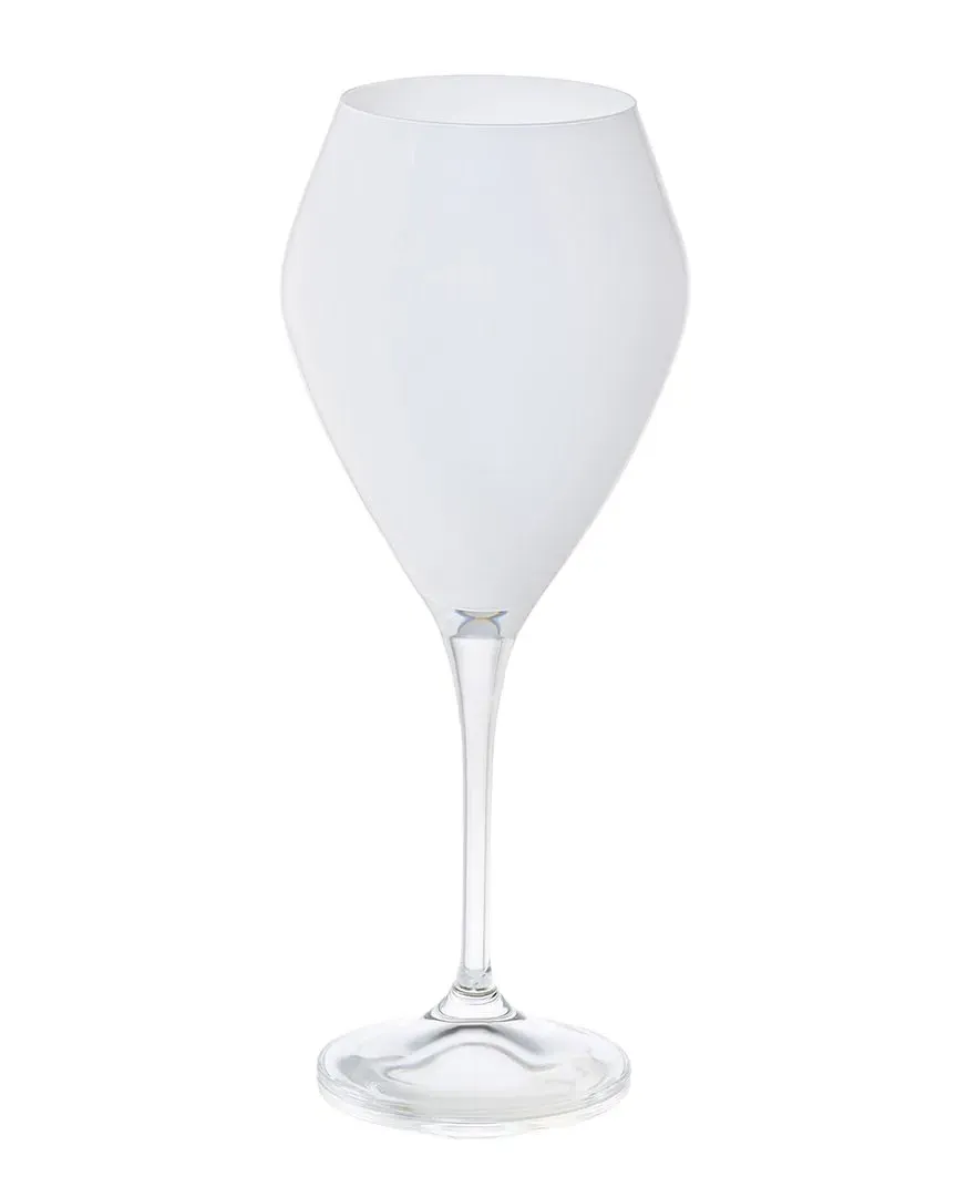Set of 6 V-Shaped Wine Glasses - White, Glass