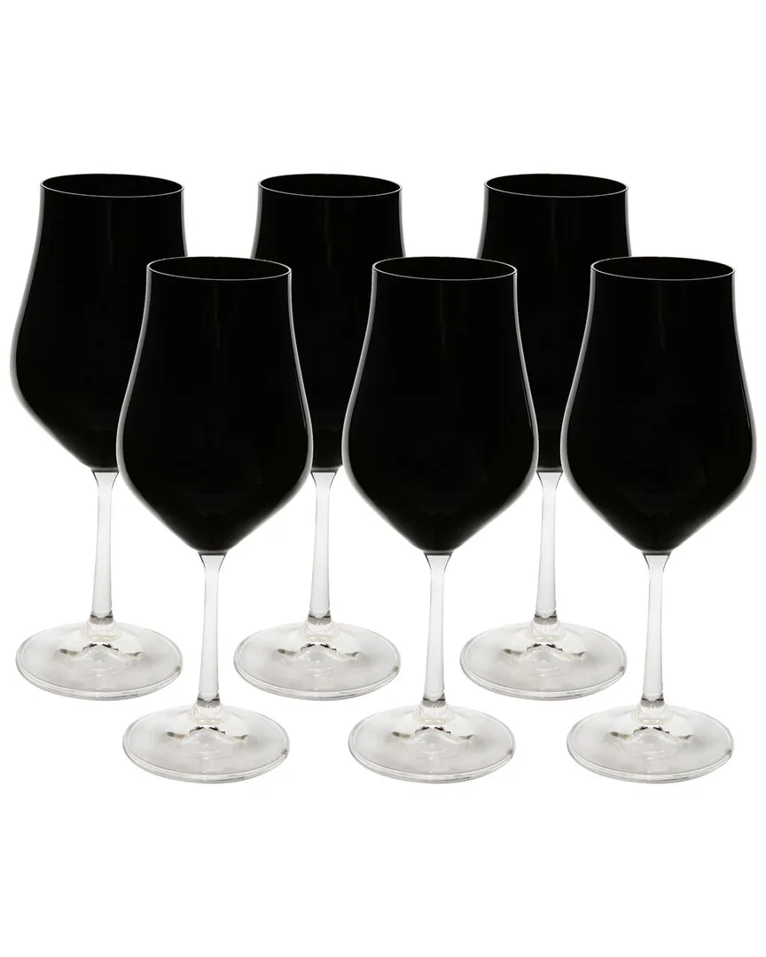 Set of 6 Water Glasses - Black, Glass