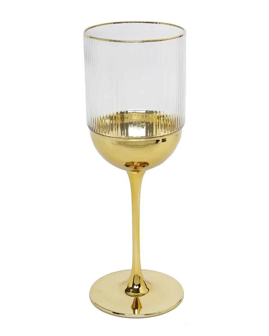 Set of 6 Wine Glasses - Gold, Glass