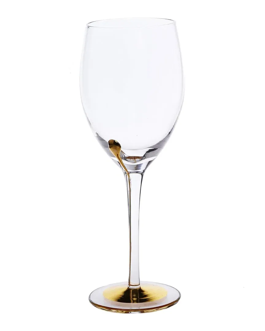 Set of 6 Wine Glasses - Gold, Glass