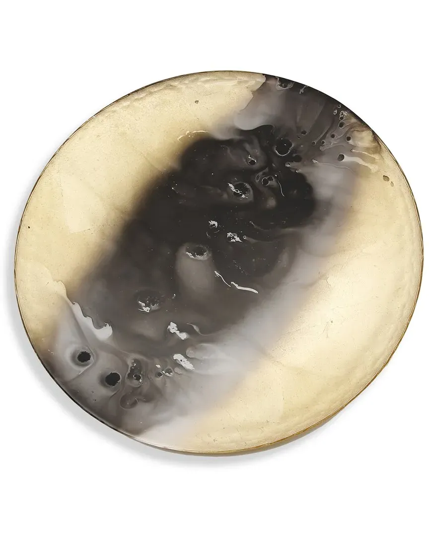 Set of Four 13in Marbleized Chargers - Gold