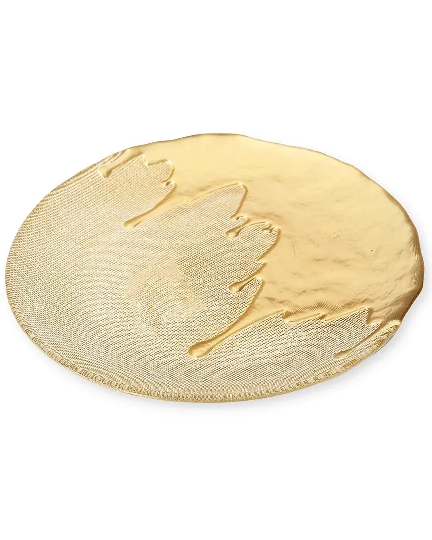 Set of Four Gold Dipped 11in Dinner Plates - Clear