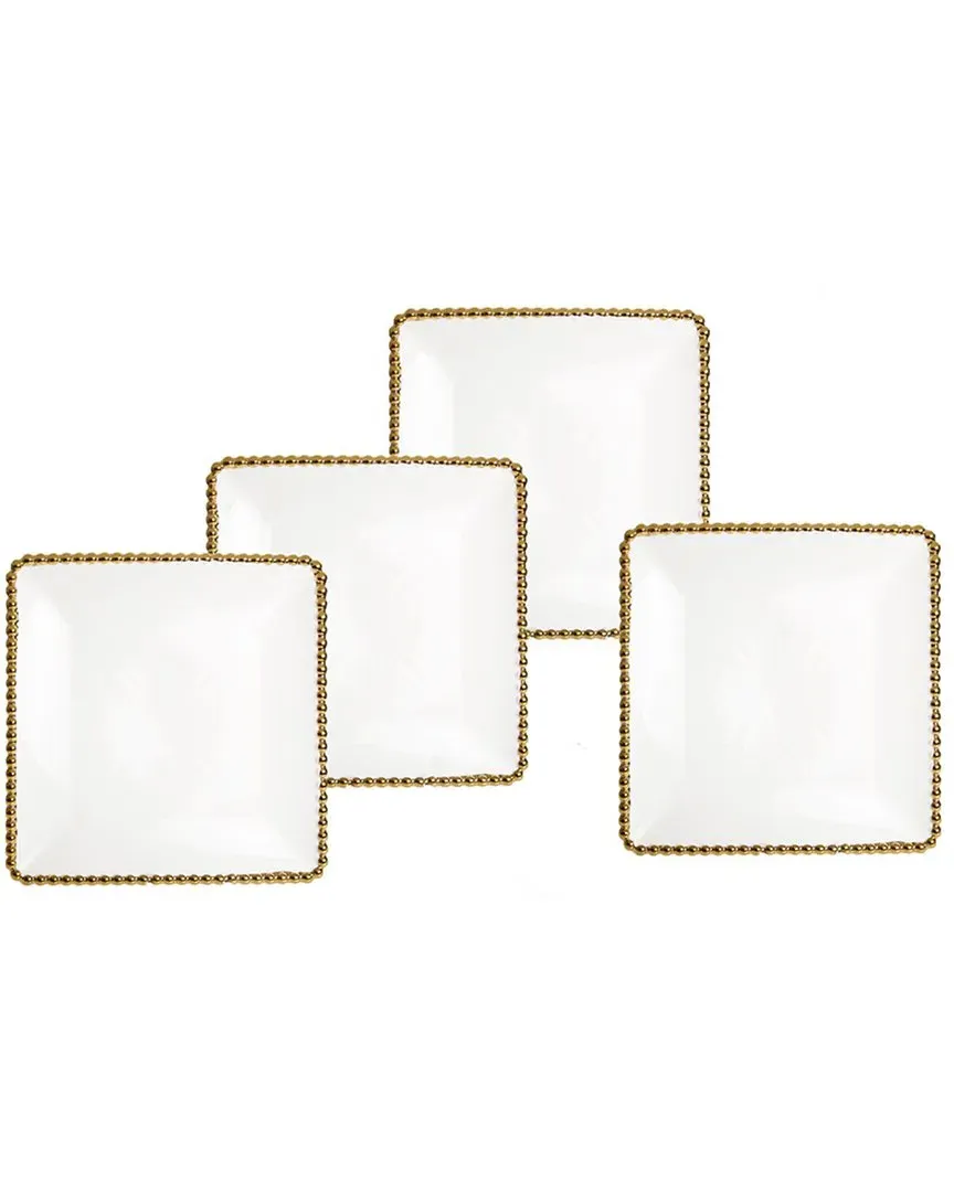 Set of Four Porcelain Plates - White, Gold image