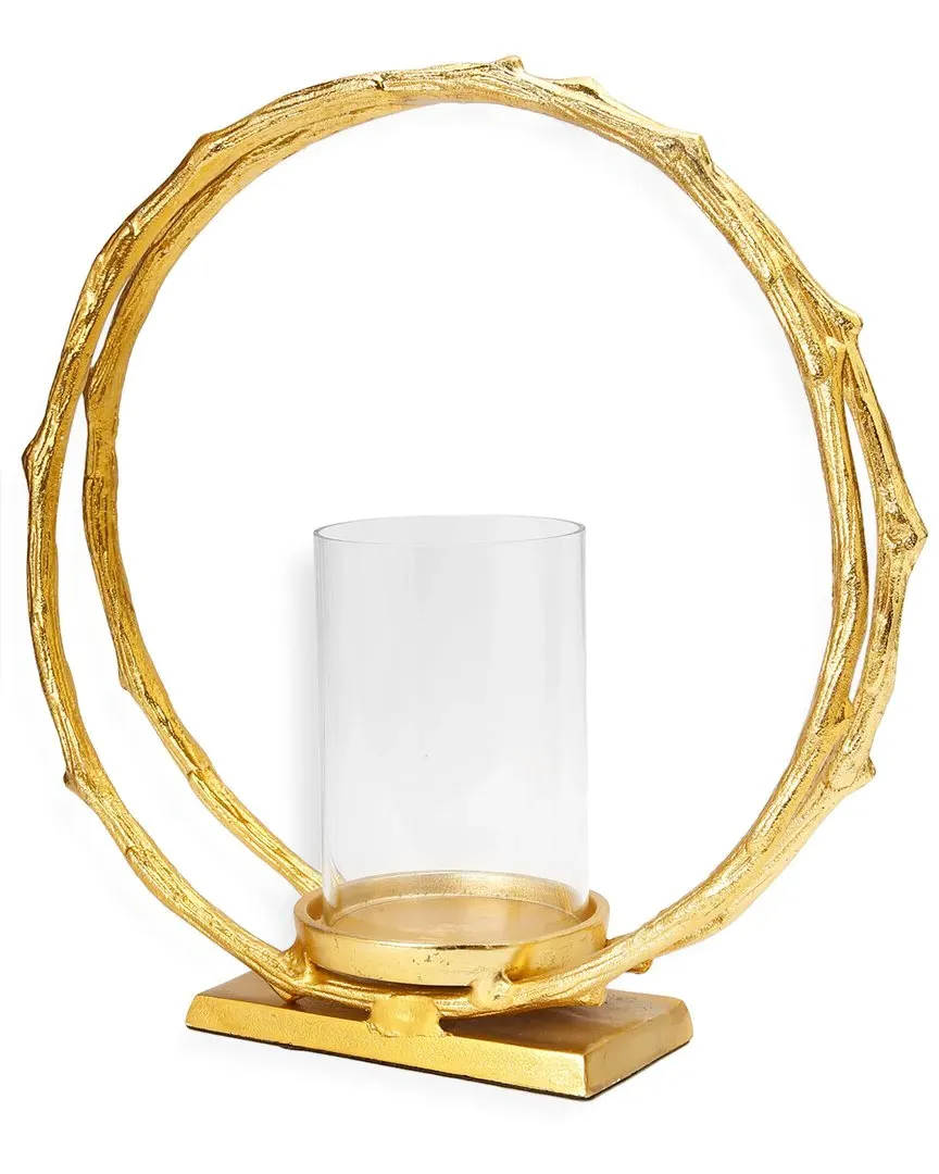 Small Circle Hurricane Candle Holder - Gold, Brass