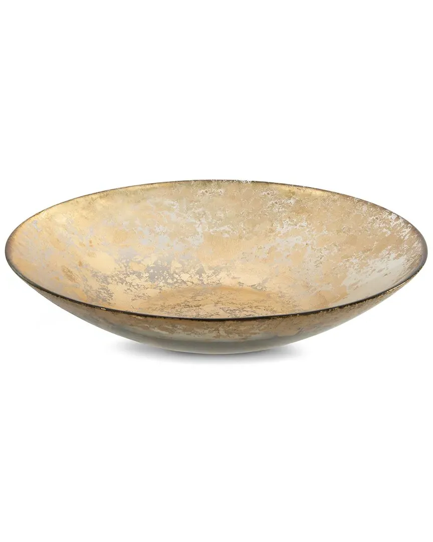 Smoked Glass Bowl with Gold Design - Gold