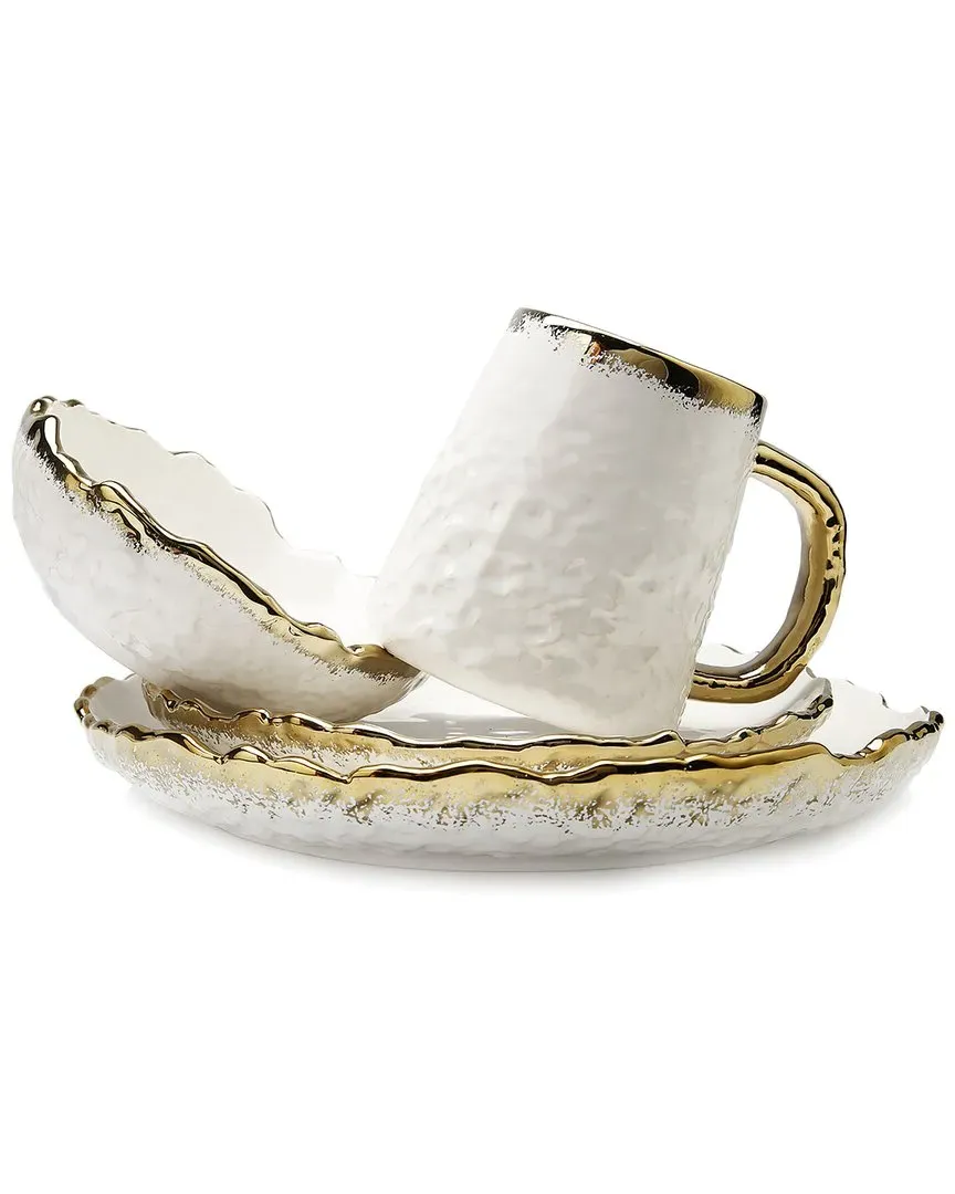 Speckled Design Dinner Set of 4 - Gold, Porcelain image