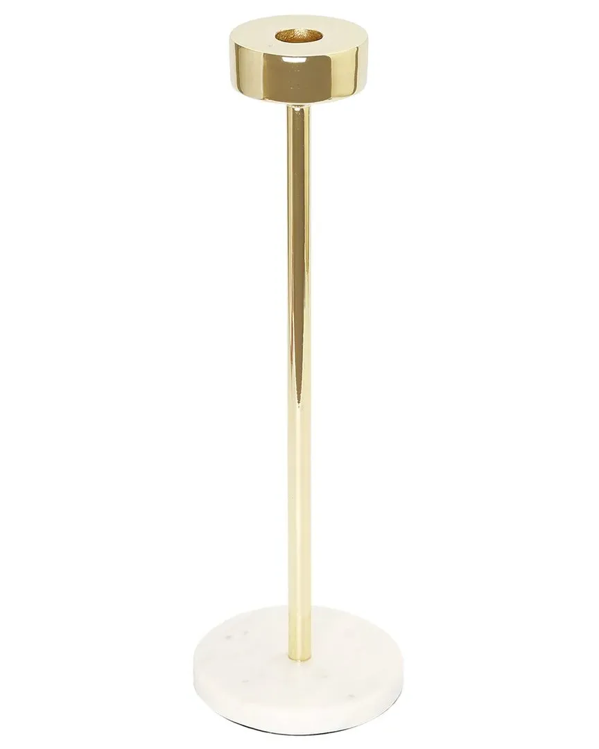 Tapered Candle Holder on Marble Base - Gold