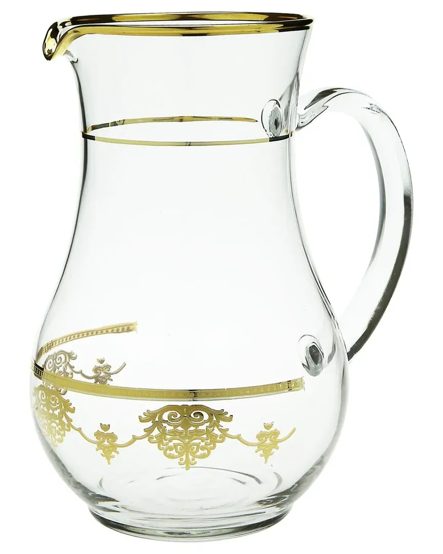 Water Pitcher with Gold Design - Gold, Glass image