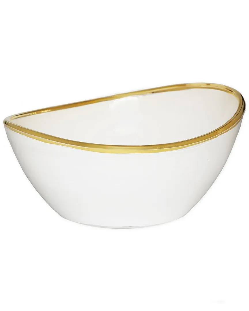 White Dessert Bowl - Gold image