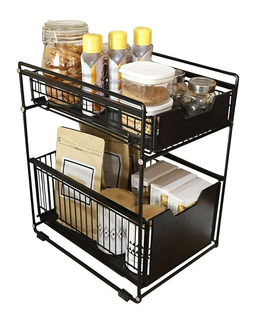 2 Tier Sliding Drawer Organizer - Black, Metal image
