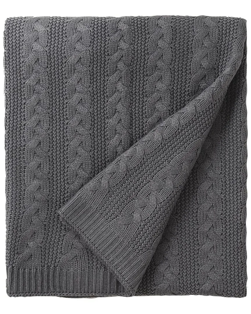 Cable Knit Throw - Grey, Acrylic