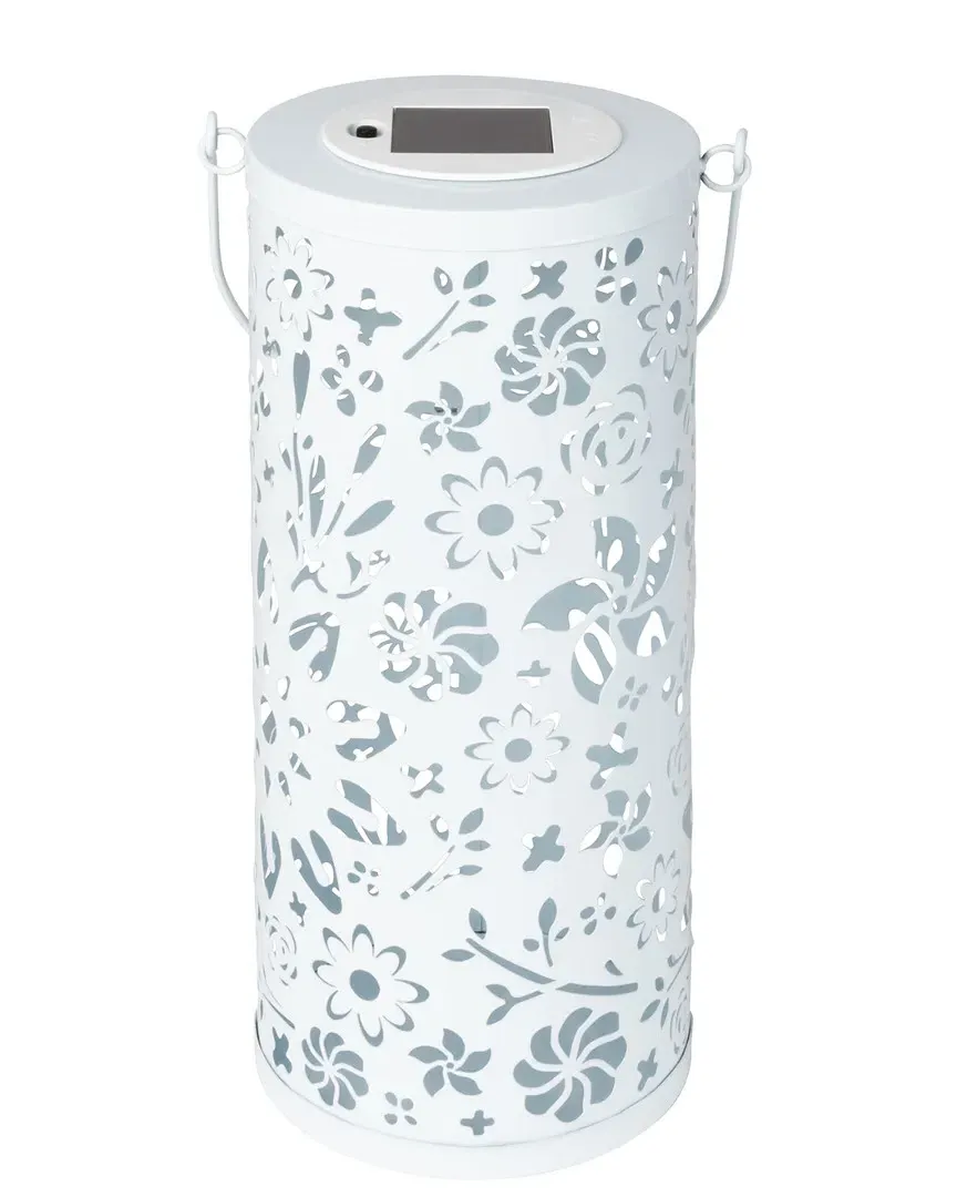 Punched Metal Solar Bloom Lantern - White, Steel image