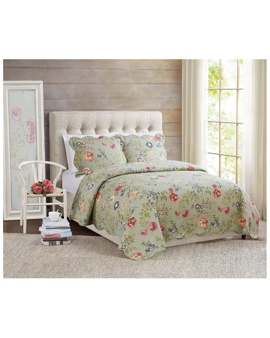 Twin Quilt with Pillow Sham - Sage Green, Cotton image