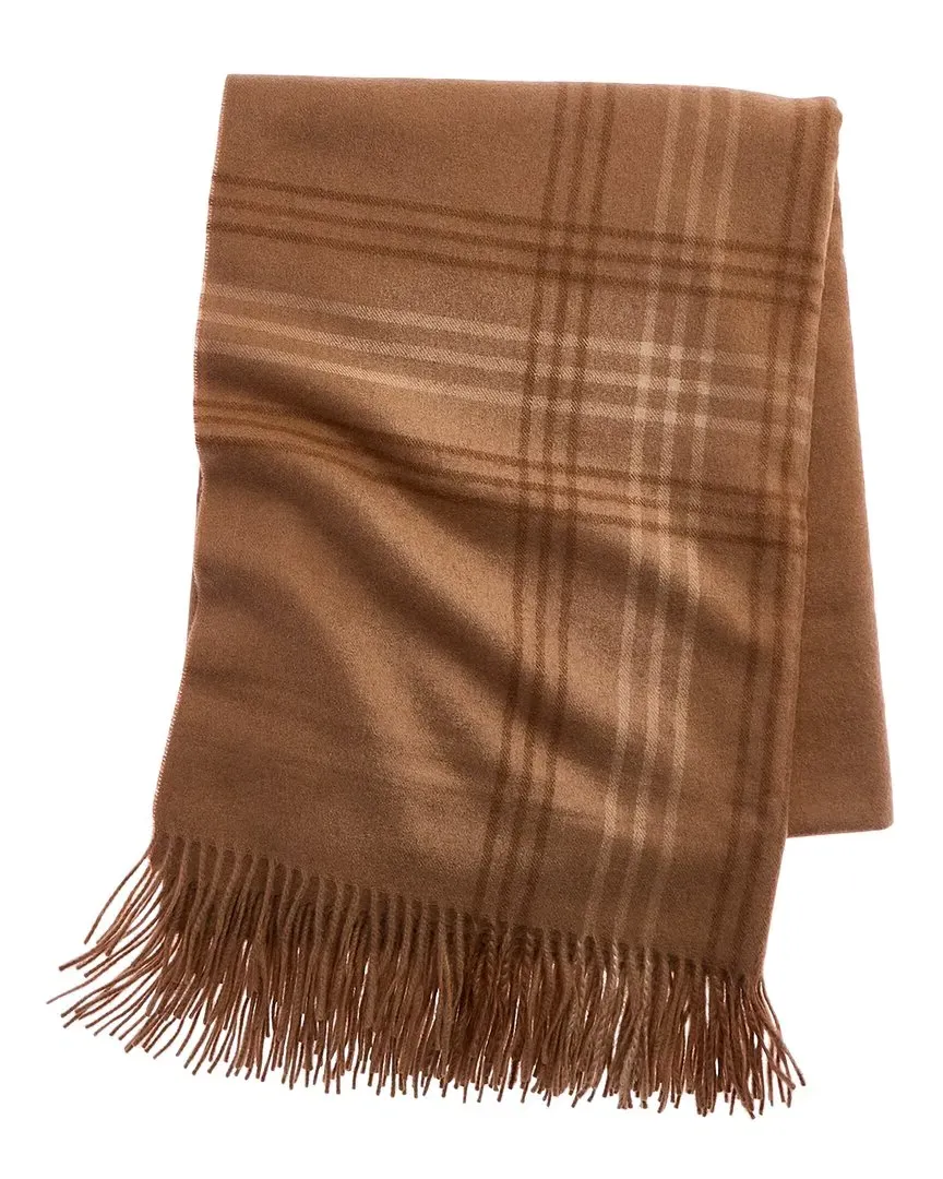 100% Camel Hair Grid Border Throw - Camel image