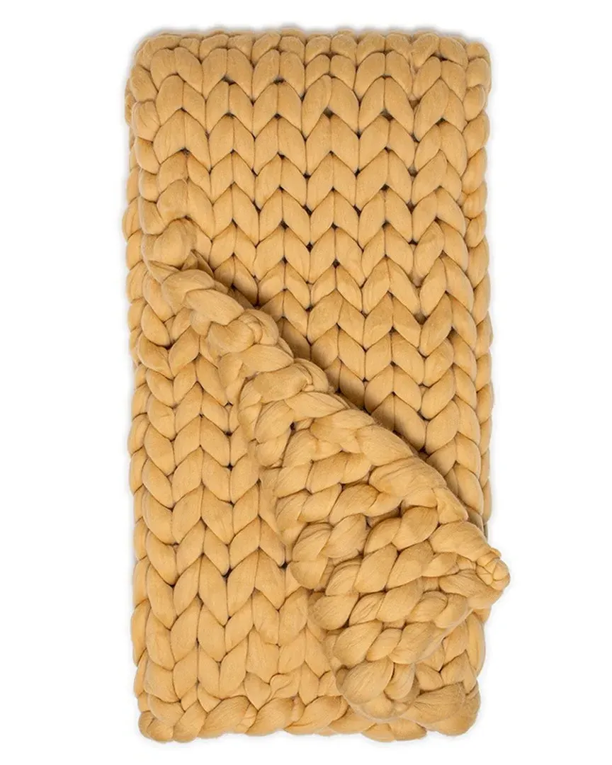 Ava Chunky Throw - Ochre, Merino Wool