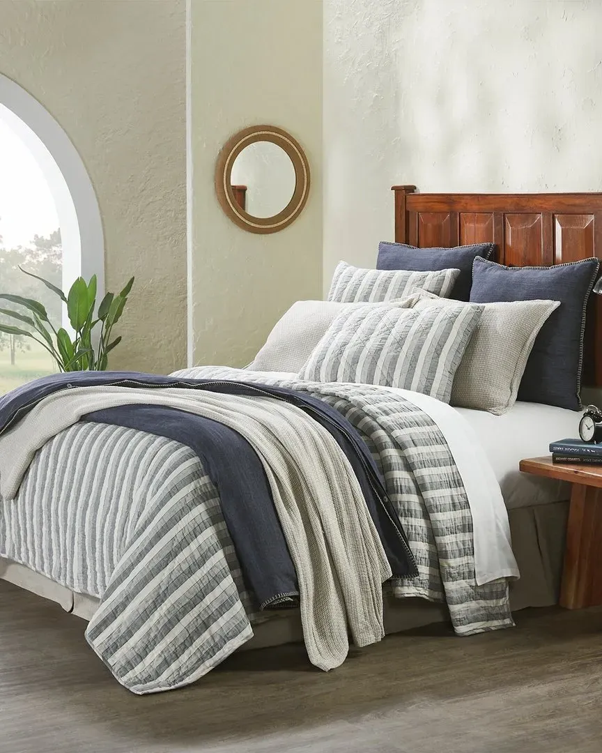 Berkley Stripe Quilt Set - Grey, Cotton Linen image