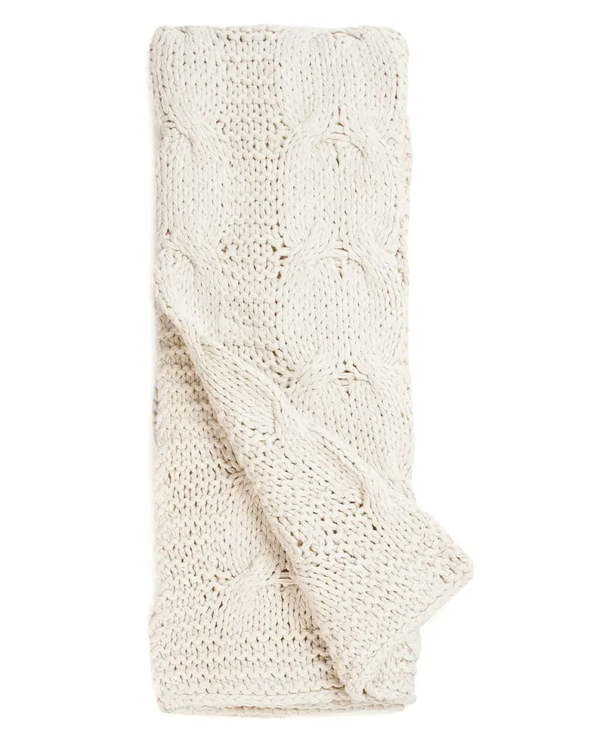 Cable Knit Throw - Cream, Cotton