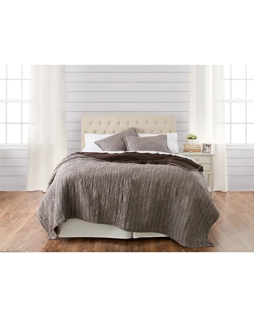 Marius Linen-Blend Quilt Set - Chocolate image