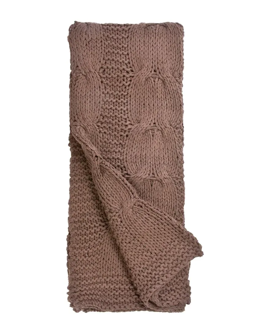 Micah Cable Knit Throw - Dark Brown, Cotton image