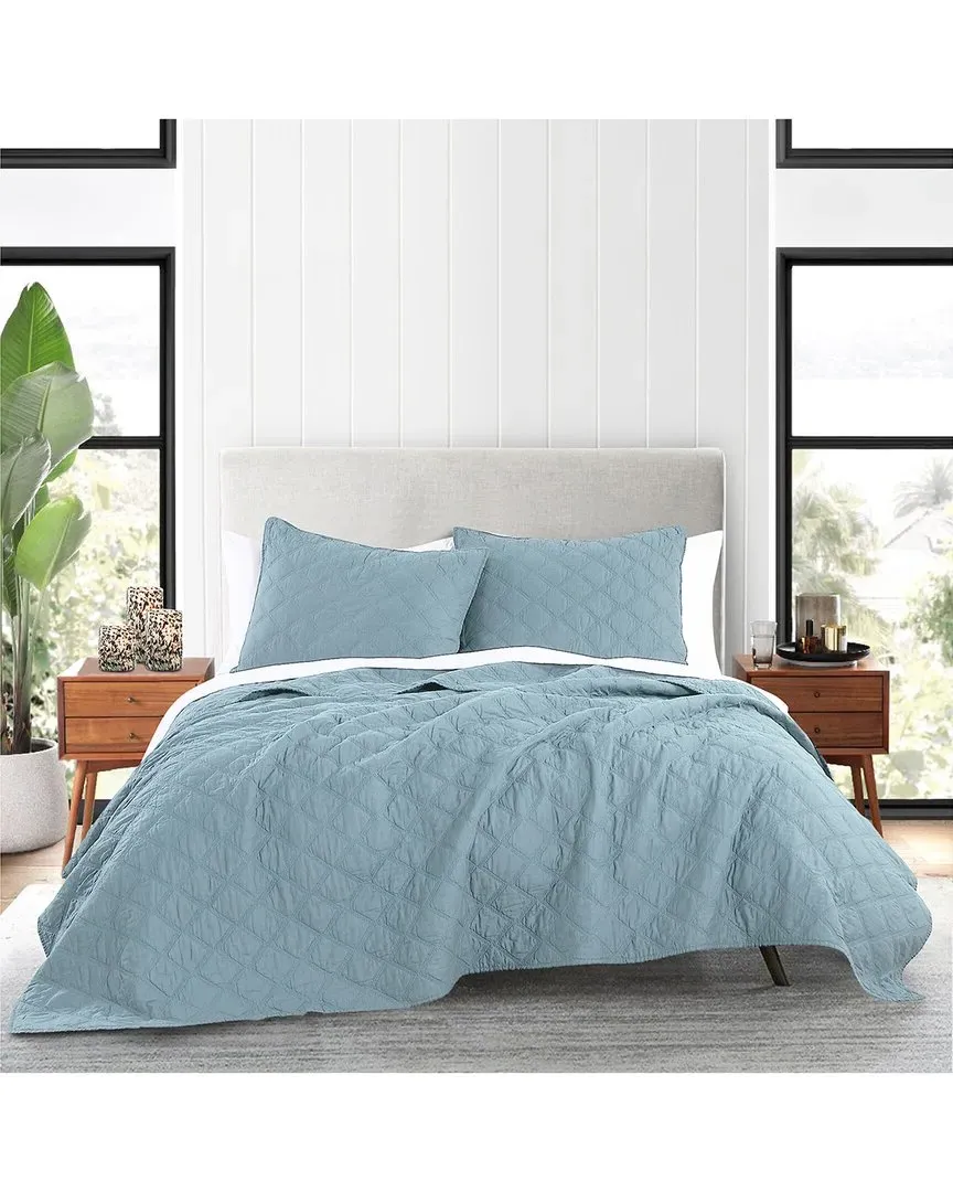 Diamond Quilt Set - Light Aqua, Cotton