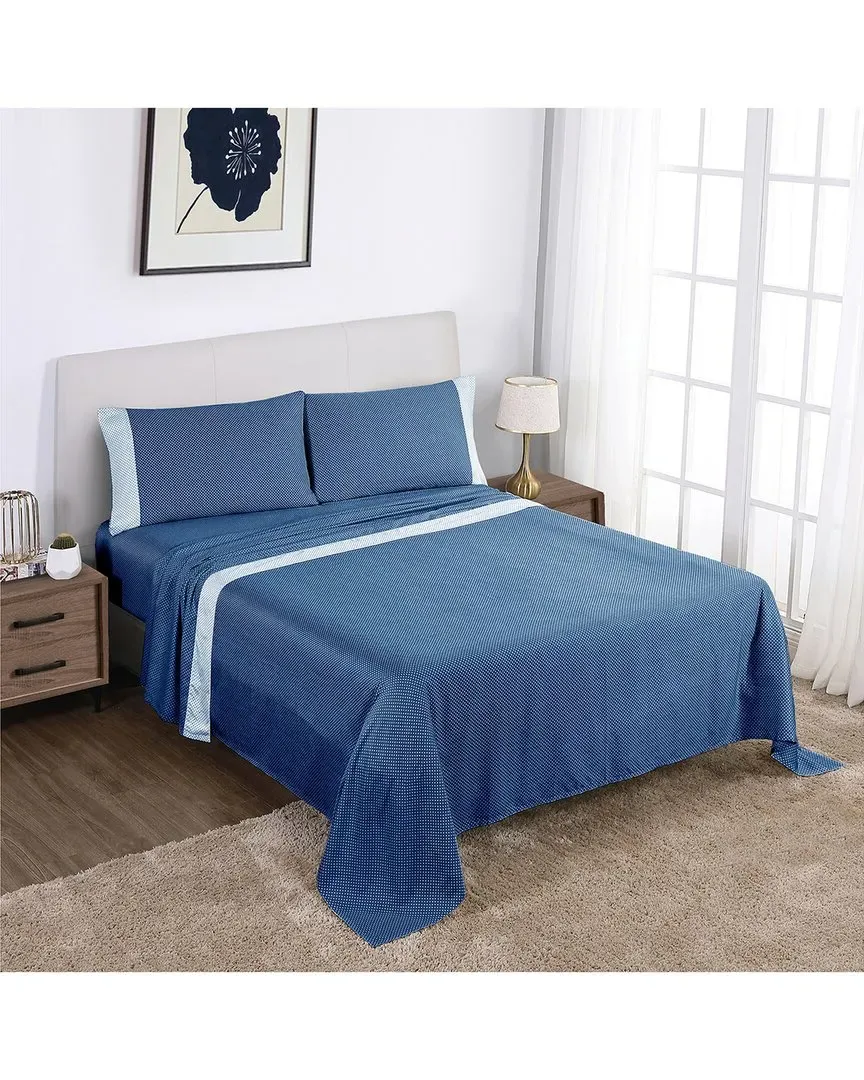 Westhill Dot Sateen Sheet Set - Navy, Cotton