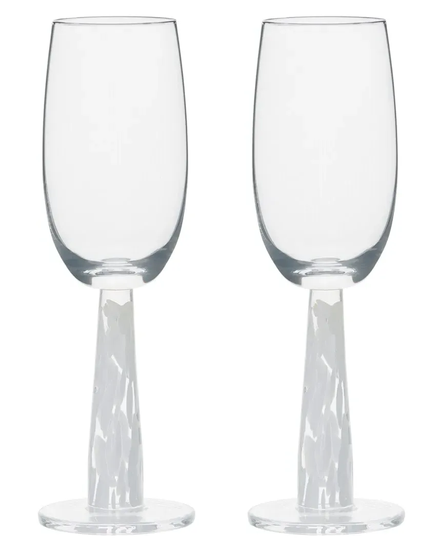 Björn Set of 2 Champagne Flutes - White