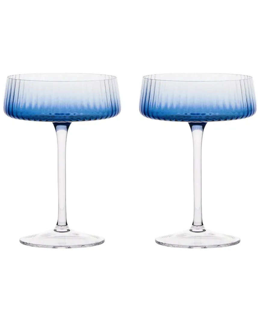 Empire Set of 2 Champagne Coupes - Blue, Glass