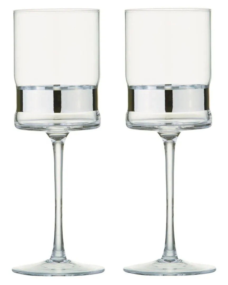 Soho Set of 2 Wine Glasses - Silver