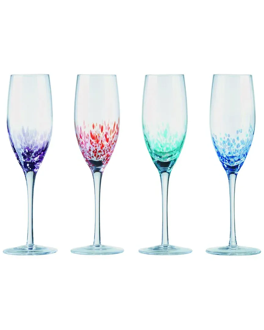 Speckle Set of 4 Champagne Flutes - Multi, Glass