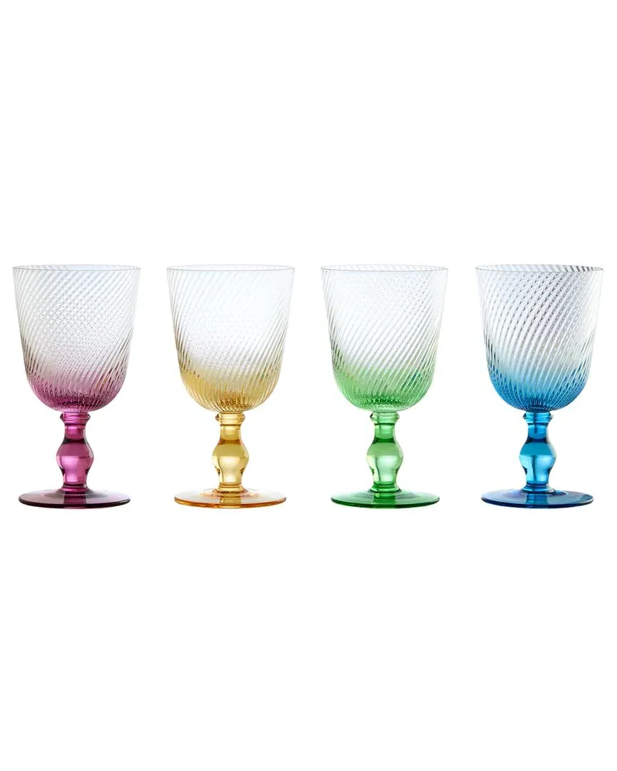 Swirl Set of 4 Wine Glasses - Multi