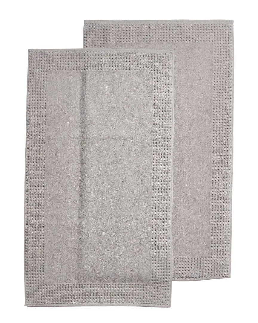 Set of 2 Turkish Waffle Terry Bath Mats - Grey image